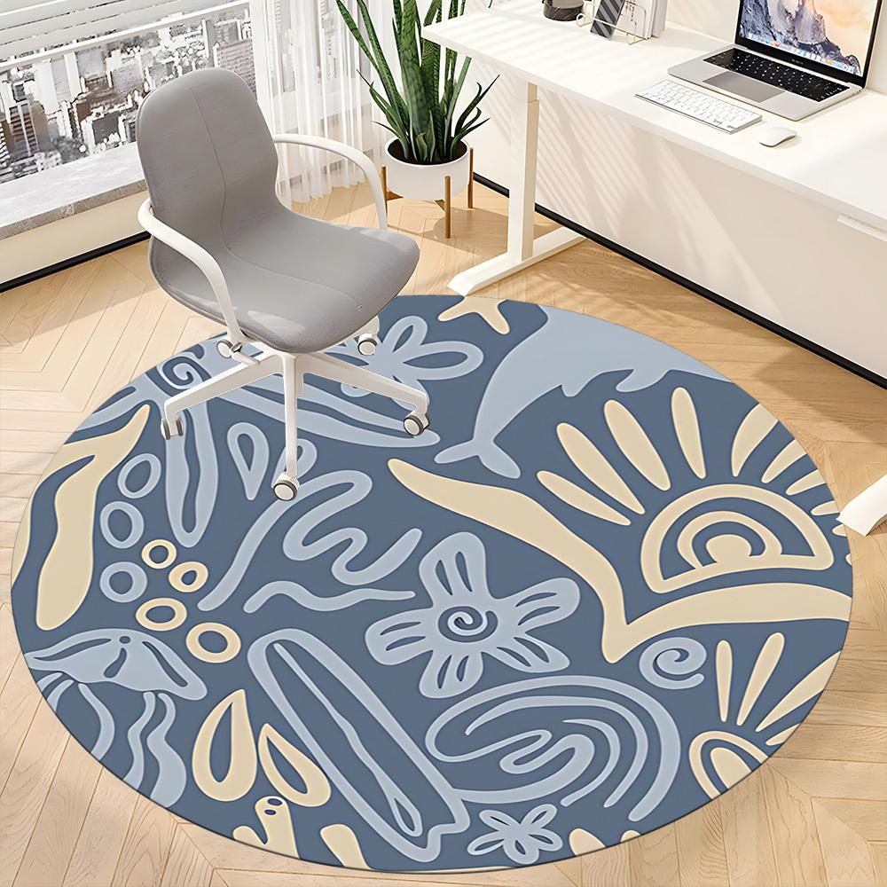 1pc Floral Patterns Office Round Area Rug, Indoor Mat Suitable For Office, Under Office Chairs Bedroom Living Room Home Decor, Room Deco
