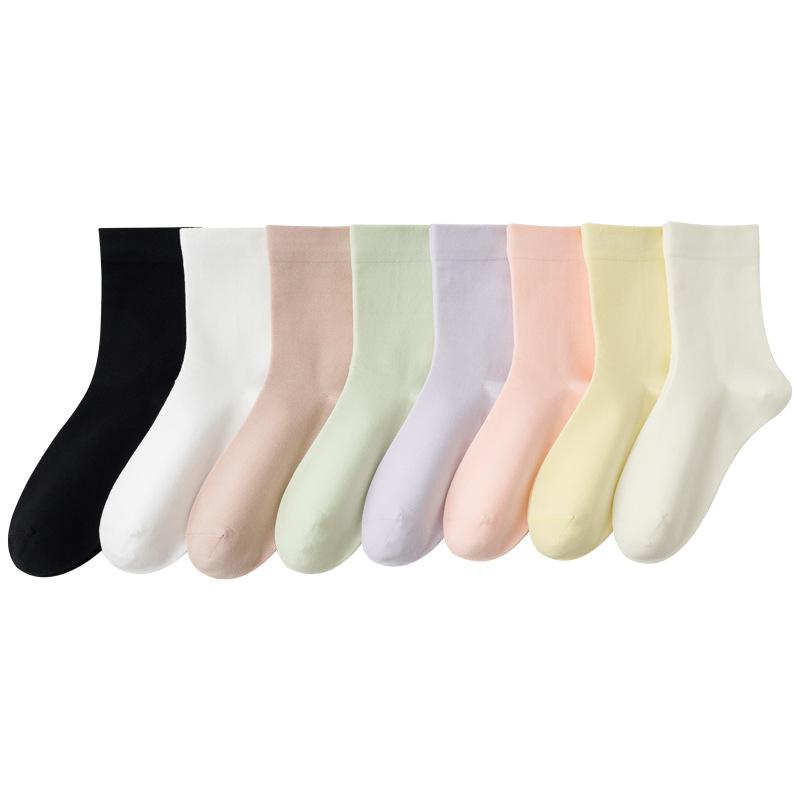 5 Pairs of Female Spring and Autumn Style Pure Cotton Antibacterial Boneless Tube Pile Socks
