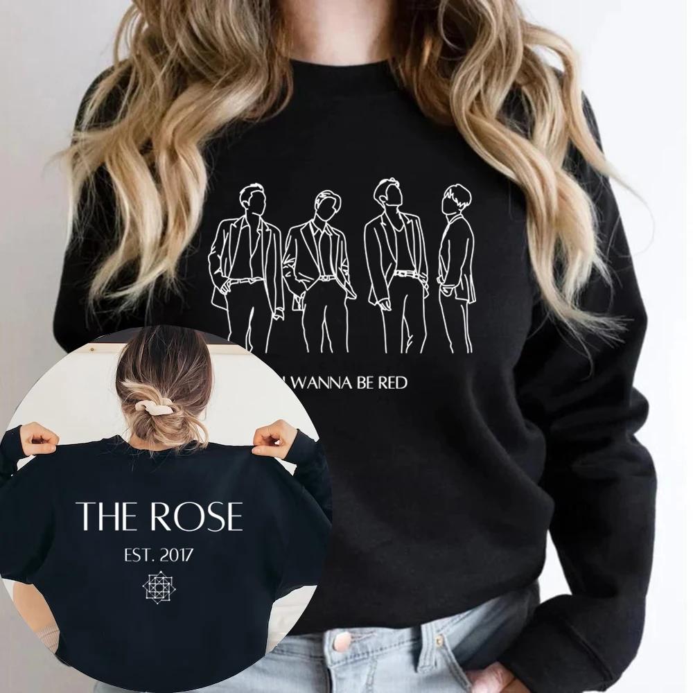 The Rose Kpop Sweatshirt Back To Me Hoodie Koreanischer Gruppenpullover Damen Rundhals-Sweatshirts Grafik-Hoodies Streetwear Kpop Tops