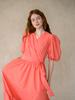 Kaie Puff Sleeve Wrap-Style Maxi Dress