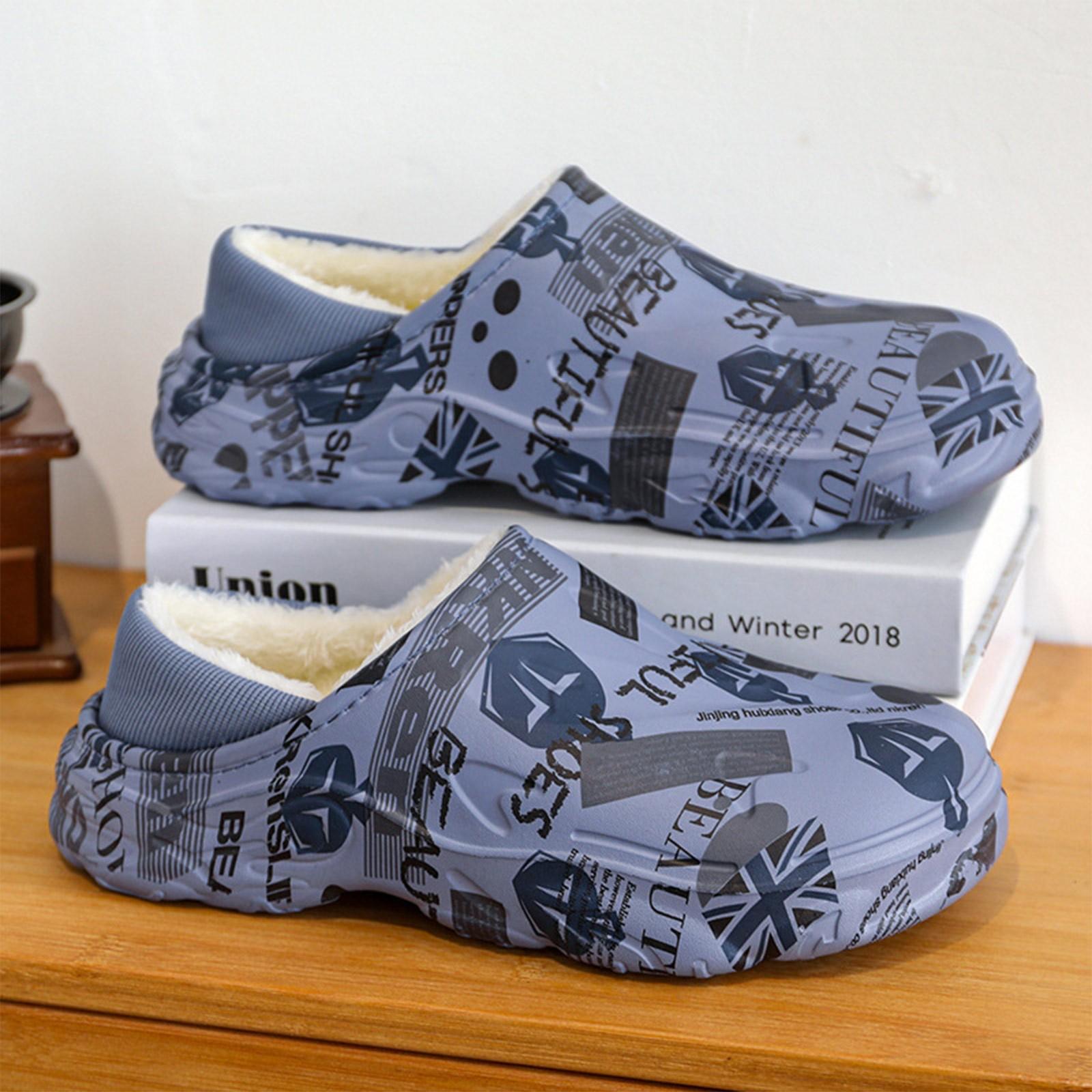 

Мужские зимние домашние теплые модные хлопковые тапочки 46 синий