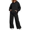 Women's Unisex Loose Fit Color Athletic Hoodie and Wide Leg Sweatpants Set