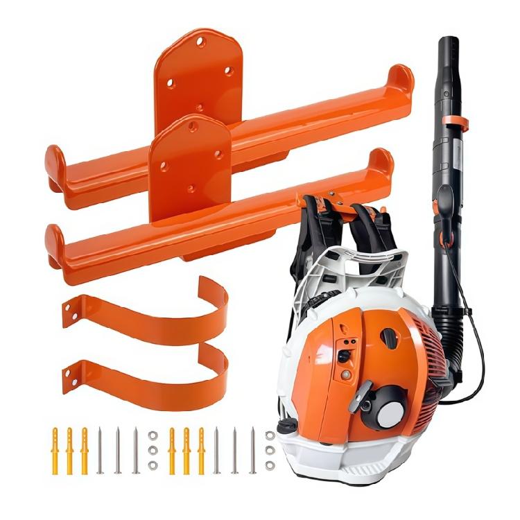 

Backpack Blower and Sprayer Wall Rack Heavy Duty Metal Mount Prevents Damage to Handles Organizes Space