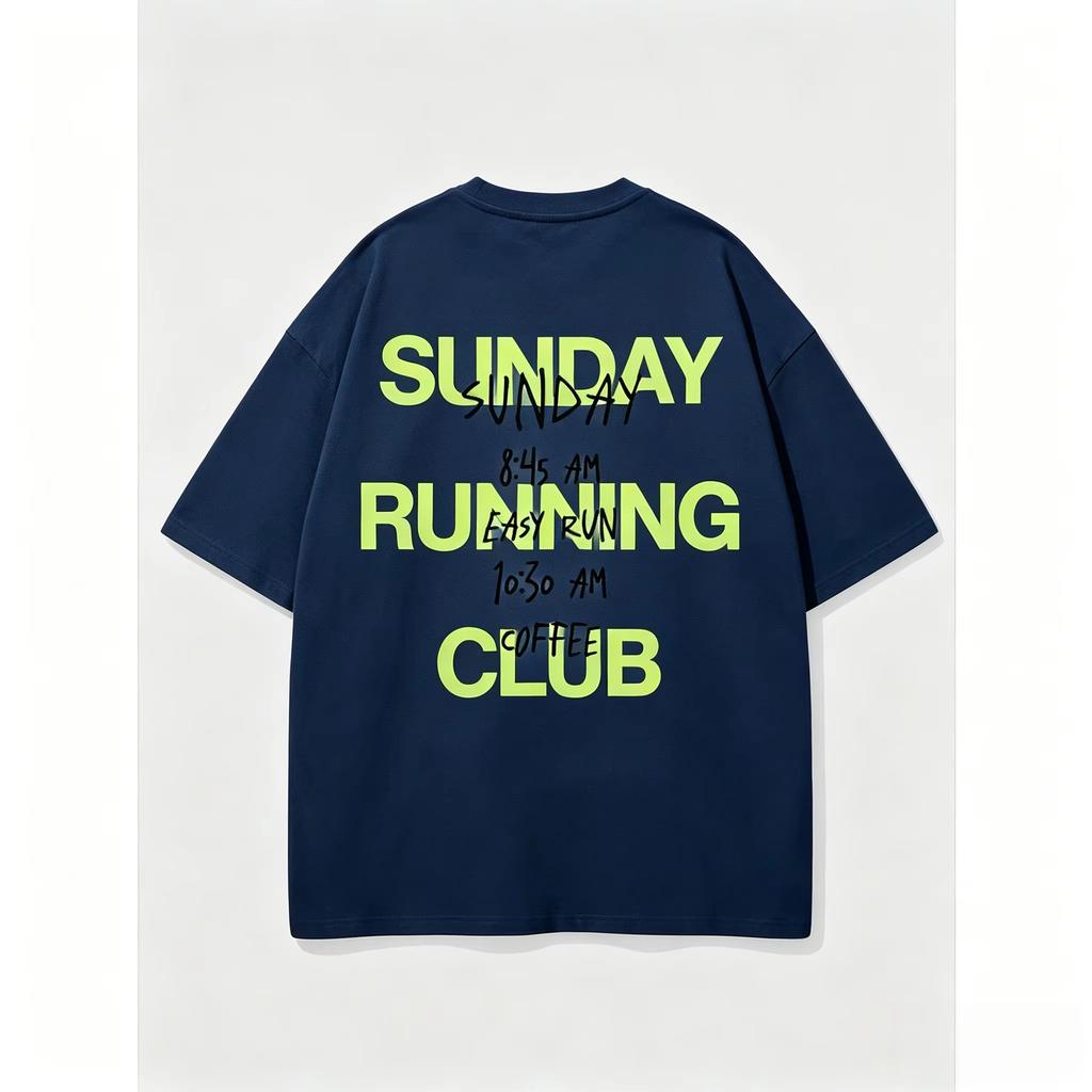 Sunday Running Club Tshirt Vintage Loose Oversized Unisex Print Tshirts Unisex Unisex Clothing Summer Short High Quality Couples