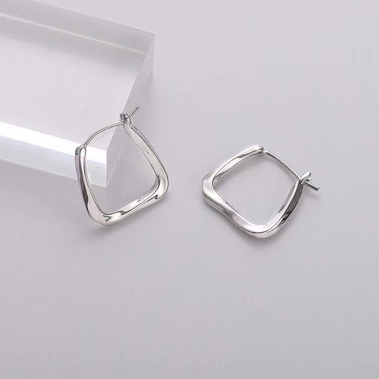 2024 Women's Luxury Silver Square Ear Cuffs & Hoop Earrings