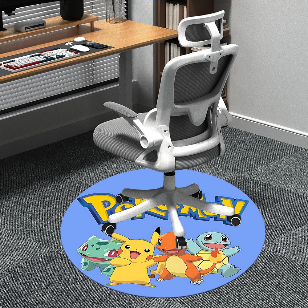 

1pc Pokemon Chair Carpet for Office Non Slip, Machine Washable Rug for Office, Room Holiday Decor for Christmas, Birthday Polyester 80cm