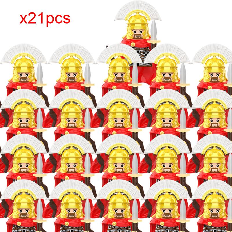 MOC Medieval Roman Soldiers Building Blocks Skutatoi Centurion Signifer Castle Figures Bricks Toys for Kids Gifts