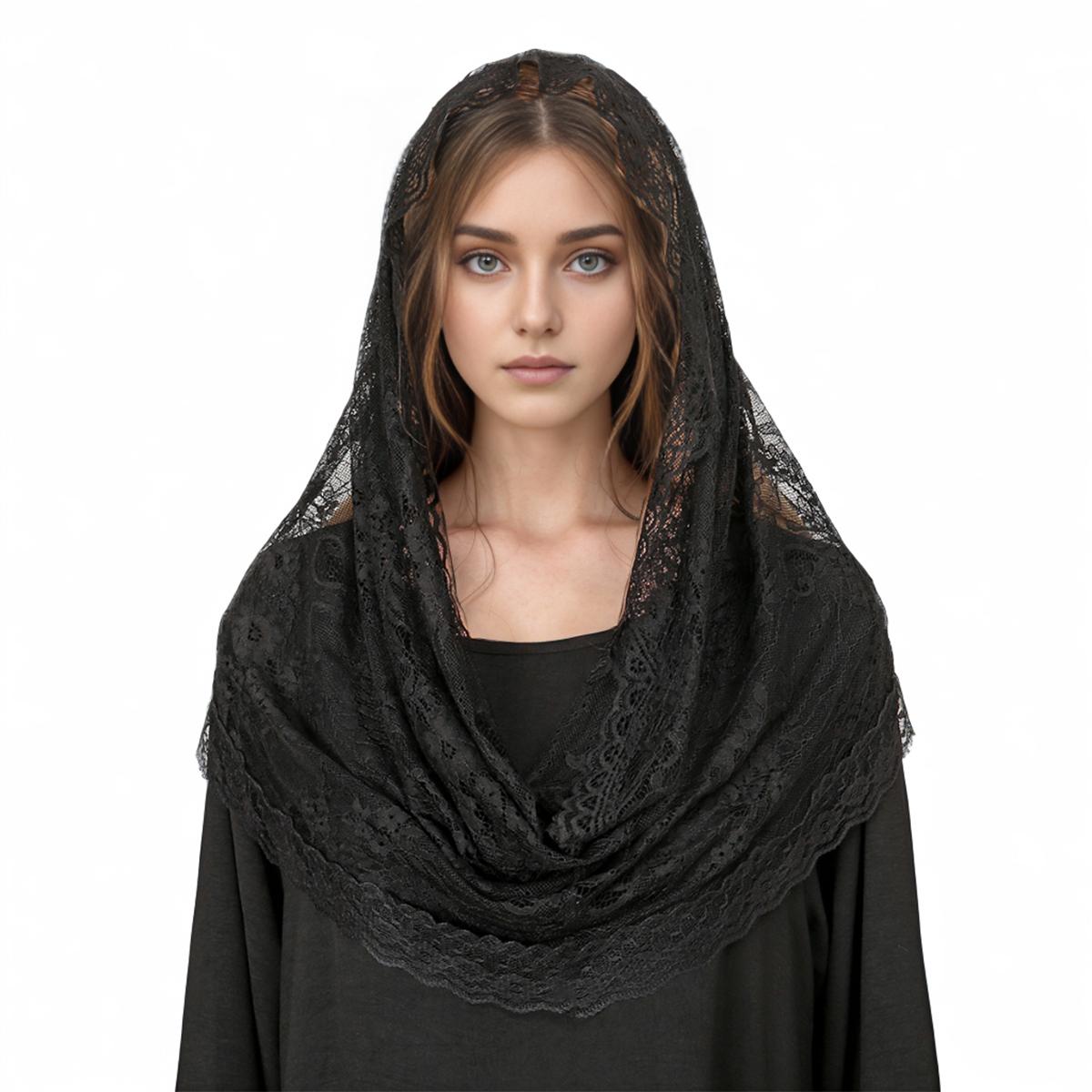 

Новый вышитый цветочный шарф церковная шаль христианская вуаль испанская мантилья кружевная шаль цветочный женский платок головной платок накидка