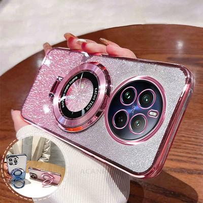 Realme12pro Luksus Glitter Plating Holder-deksel For Oppo Realme 12 Pro Plus Realme12 Lite 11 9 8 4g 5g C55 Silikon Støtte-deksel
