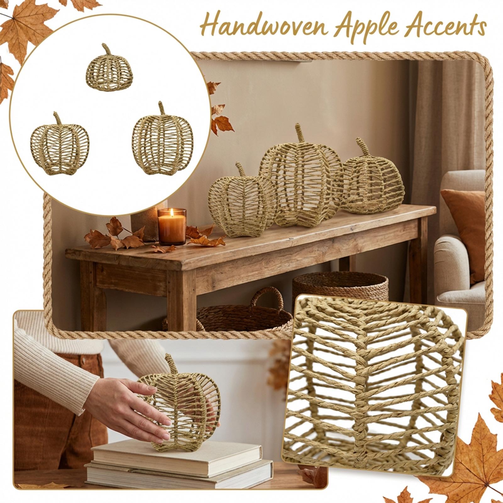 

3-piece Pumpkin Vine Woven Pumpkin Combination Ornament, Pumpkin Craft, Festival Outdoor Decoration Prop One Size