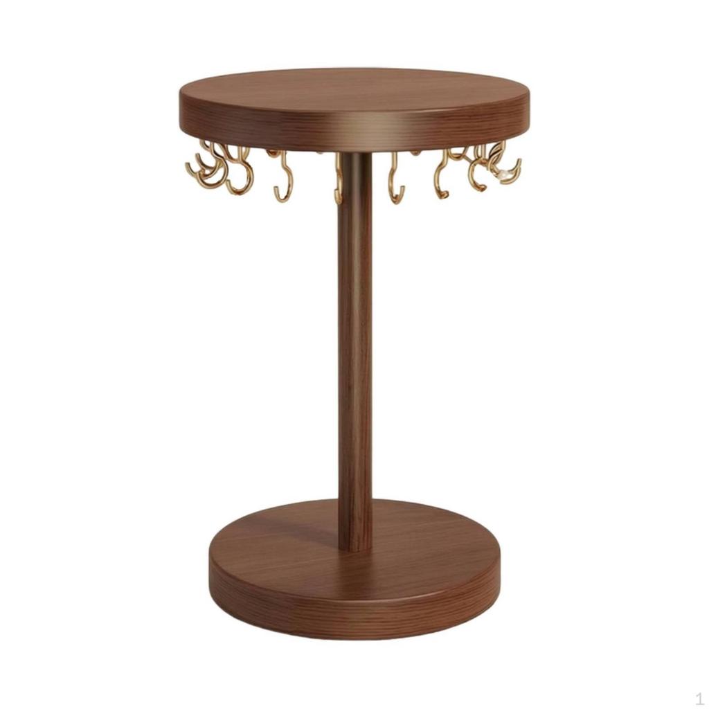 Jewelry Display Stand with Wooden Base Tabletop Hooks Freestanding Necklace