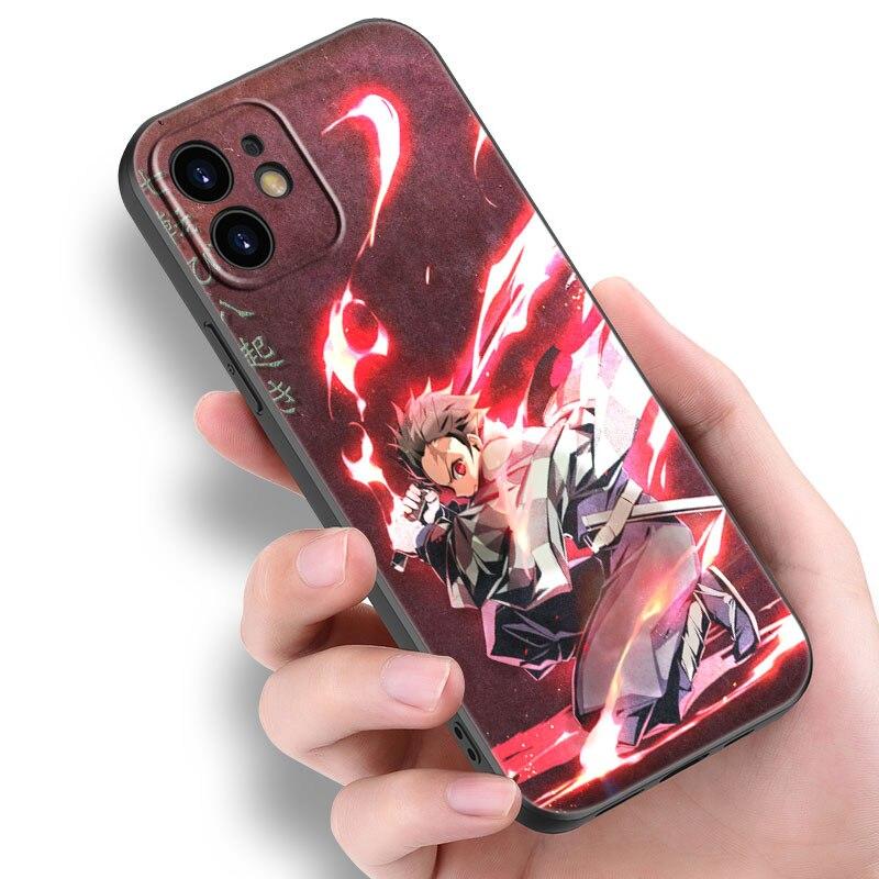 Anime Demon Slayer Tanjiro Case For Apple iPhone 14 13 12 Mini 11 Pro Max 7 8 XR X XS 7 8 Plus SE 2020 2022 Black Cover