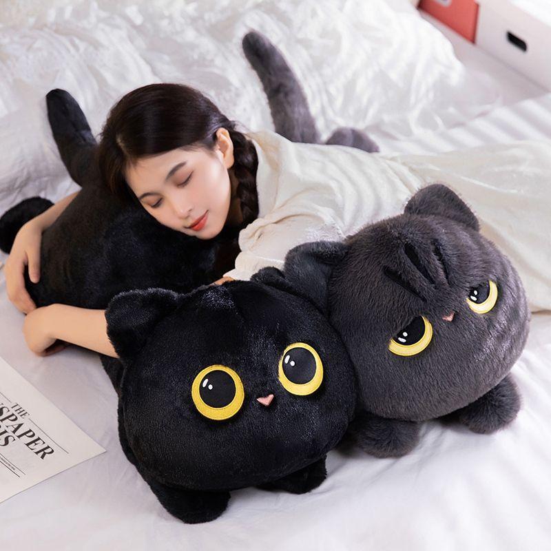 Cute Cat Doll Black Cat Doll Plush Toy Gray Cat Doll Throw Pillow Girl Doll Birthday Gift