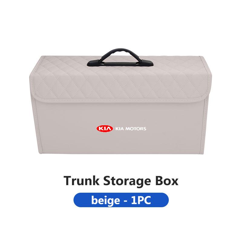 For KIA Car Leather Boot Trunk Leather Storage Box Foldable Auto Organizer Accessories Sportage Rio Ceed Niro Soul Stonic