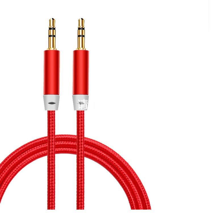 

Аудиокабель DC3.5MM в нейлоновой оплетке, нейлоновый кабель AUX для записи «папа-папа», автомобильный аудиокабель длиной 1 метр красный