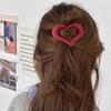 Large Heart Shaped Hair Clip for Girls Women's Medium Curved Spring Clip Hollowed out Peach Design Hair Accessory