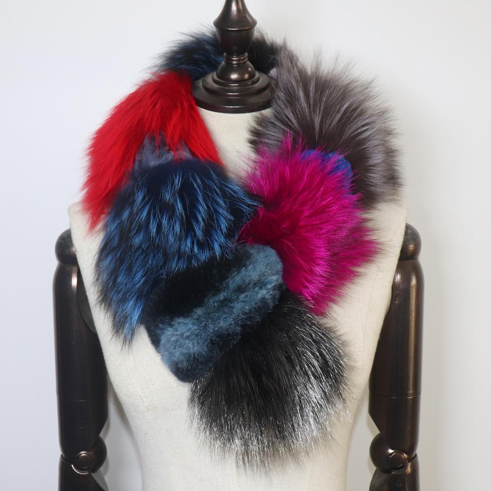 Women Winter Thick Keep Warm Real Fox Fur Scarf Natural Soft Fluffy Fur Scarves Lady Fashion Colorful Real Fox Fur Mufflers