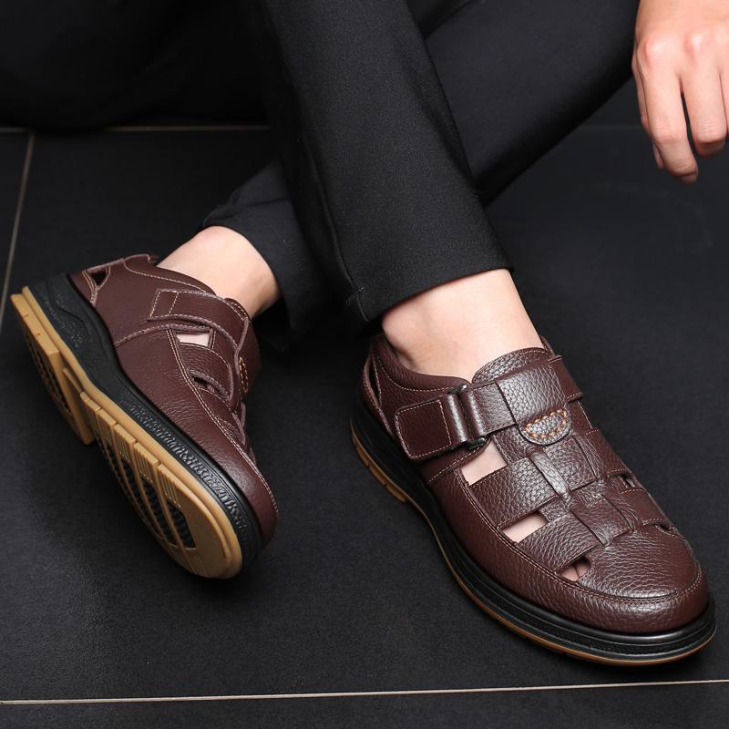 Classic High Quality Leather Business Sandals Summer Outdoor Handmade Sandals Comfortable Men Beach Genuine Leather Shoe
