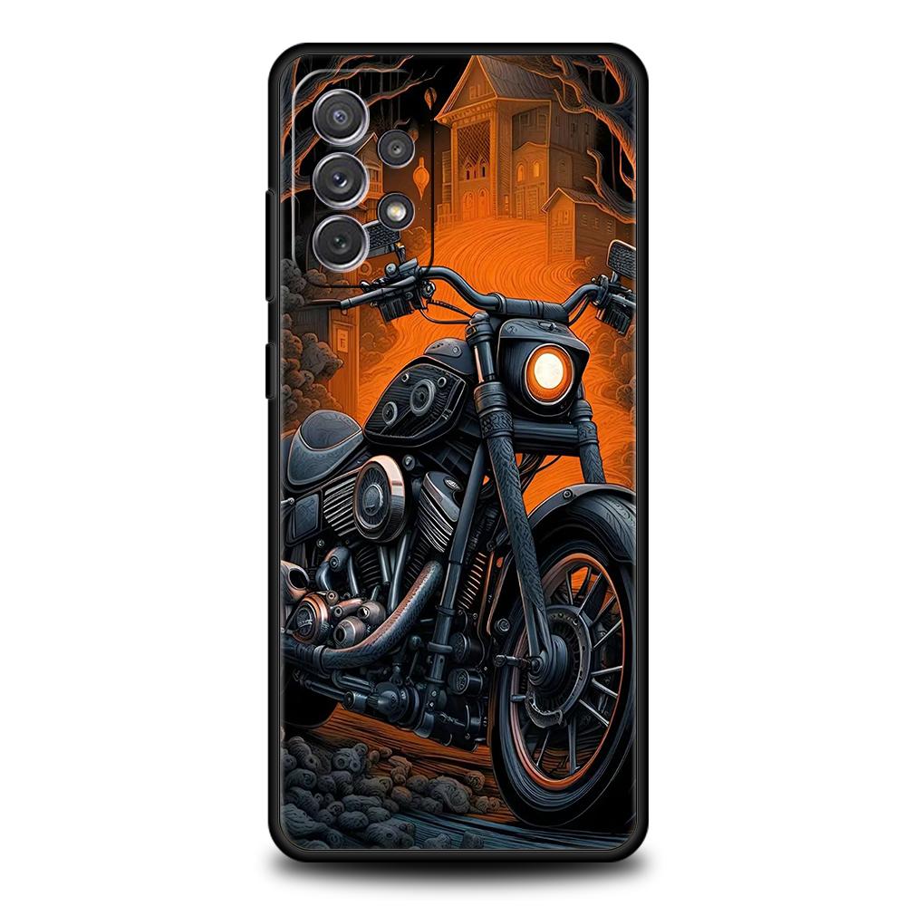 Colors Vintage Motorcycle Painted Phone Case for Samsung Galaxy A73 A55 A53 A51 A35 A33 A32 A25 A23 A22 A15 A13 A17 A07 Soft TPU
