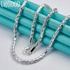 925 Sterling Silver 4mm Bamboo Chain Necklace Gift Fashion Jewelry