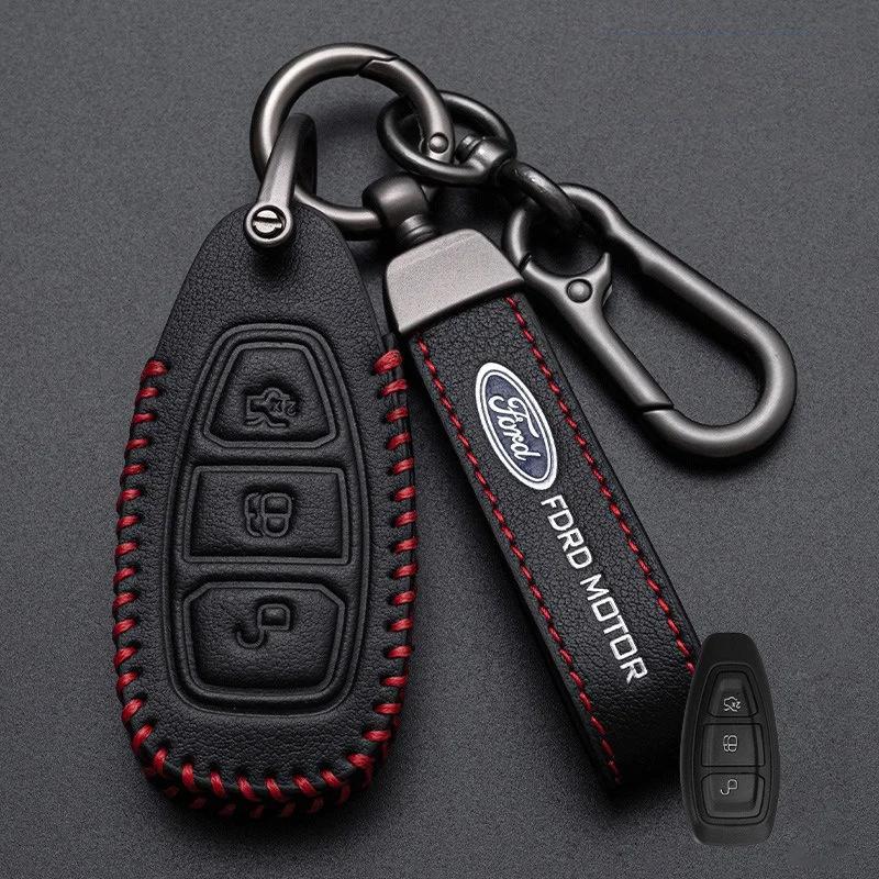

Car Sticker Ford New 2025 Hot New Leather KeyChain Accessories Car Smart Remote Key Case for Ford ST Line Fiesta Focus Mondeo Ec