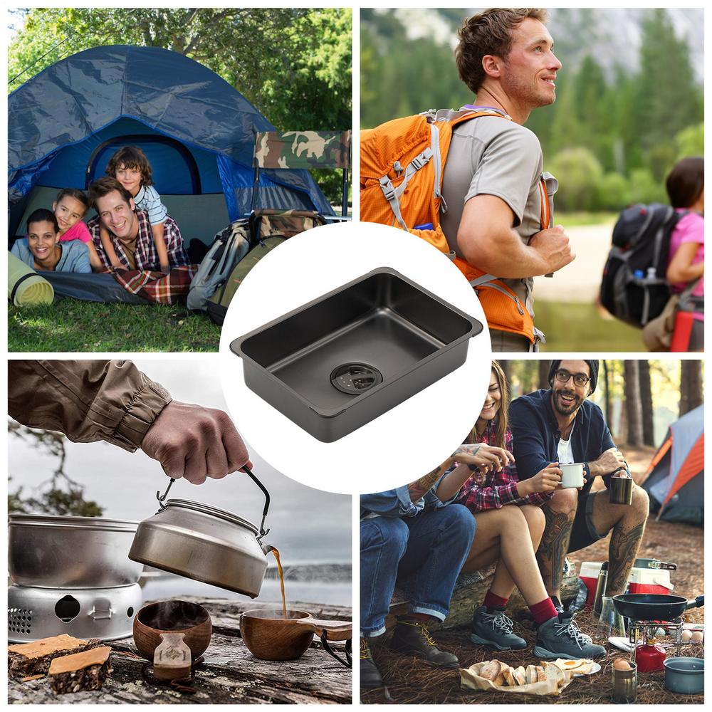 Camping Sink Stainless Steel Portable Sink for Camping Dishpan Washing Up Bowl Dish Tub With Drain Plug for Laundry Picnic