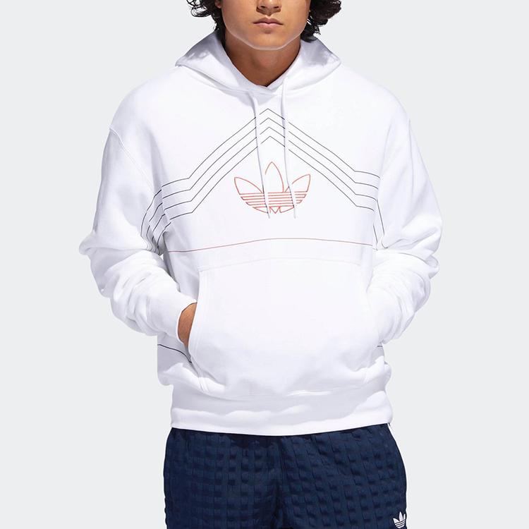 Men's Adidas Originals Sweatshirts Men's White Hooded Moderate Regular