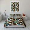 3Pcs Boho Western Bedding Set, Sunflower And Cow Skull With Turquoise Print Duvet Cover, Cozy Farmhouse Bedroom Decor