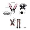 Women Girls Rabbit Ears Headband Collar Bowtie Cuff Bunnies Tail Easter Bunnies Costume Set for Halloween Cosplay Party
