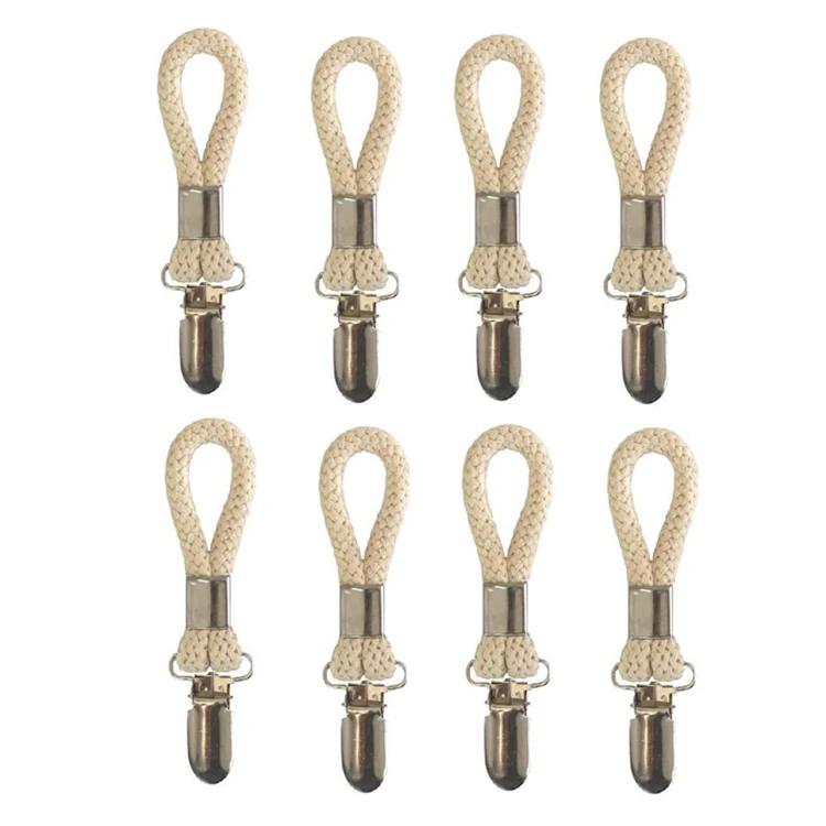 1~10Pcs Bathroom Towel Clips Braided Cotton Towel Clip With Metal Clamp For Home Bath Area Cooking Room Storage Pegs