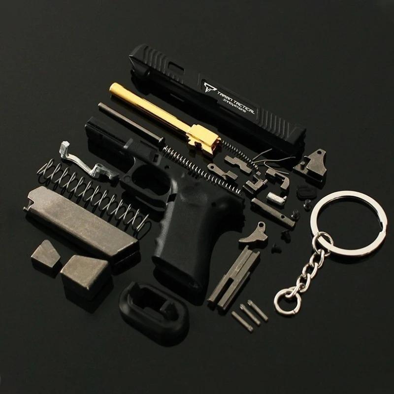 1:3 Modello Pistola G34 in Lega Semimetallica Smontabile Mini Pistola Giocattolo Portachiavi Ciondolo per Borsa Artigianato per Bambini e Adulti