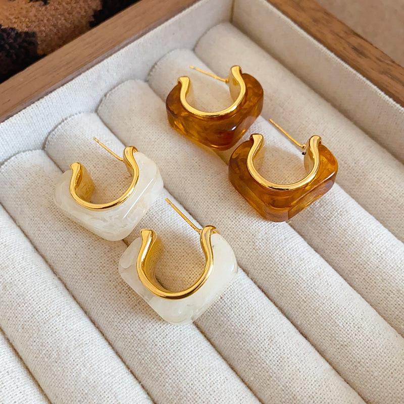 Resin Acrylic Joyful Candy Earrings For Women Stainless Steel Spring Summer Sweet Youth Fashion Colorful Jewelry
