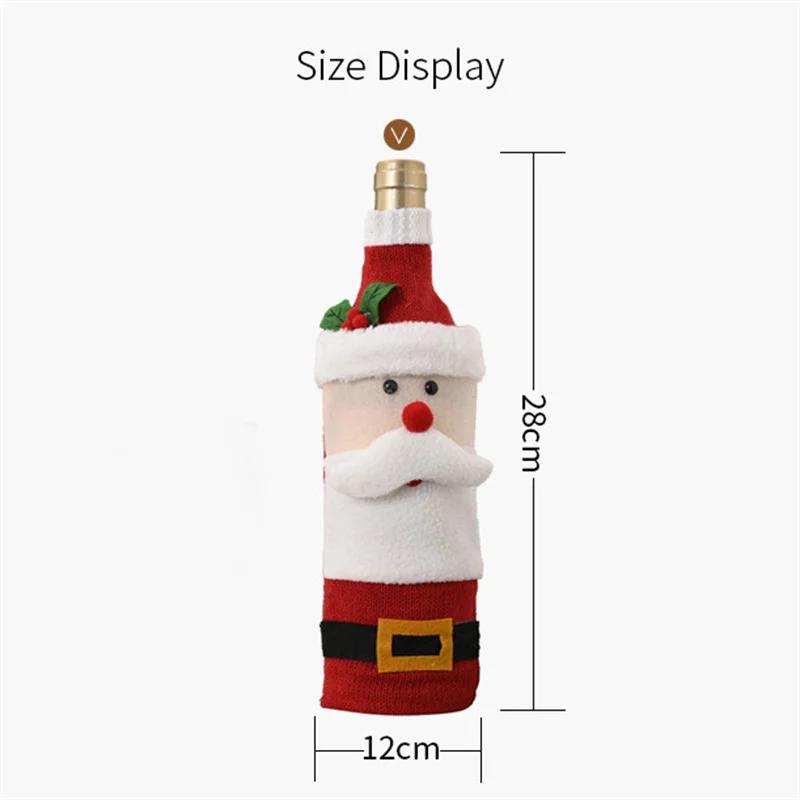 Christmas Wine Bottle Cover Set Santa Claus Snowman Elk Knitted Wine Bottle Bags Party Dinner Table Decor New Year Xmas Gifts