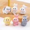 3 Pcs Mini Resin Rabbit Figurine Tiny Cartoon Bunny Sculpture Miniature Animal Fairy Garden Ornament for Moss Landscape DIY Plant Pot Home Decor