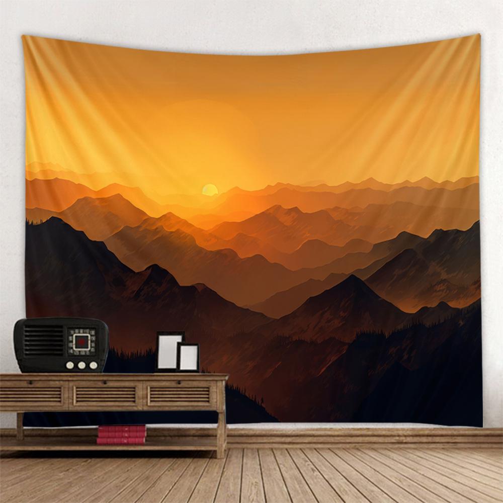Mountains, Rivers, Forests, Sunrise Tapestry, Living Room, Bedroom, Dormitory, Art Background Cloth Poster For Wall Decoration