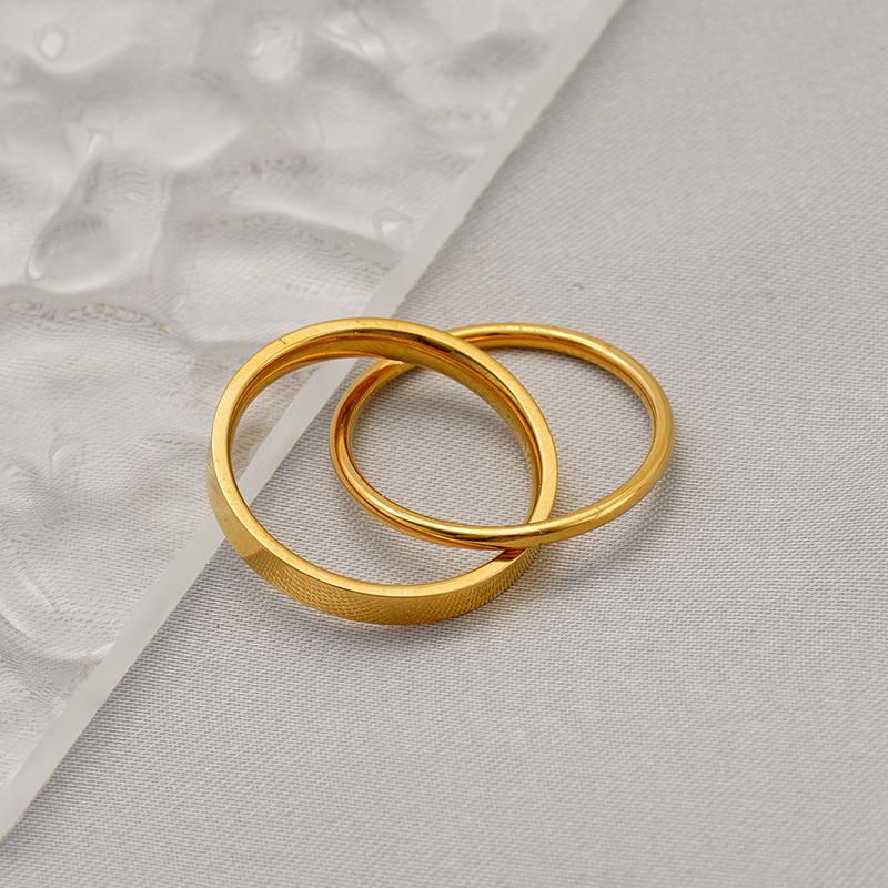 Stainless steel Korean version double-layer ring interlocking ring set fashionable titanium steel jewelry women