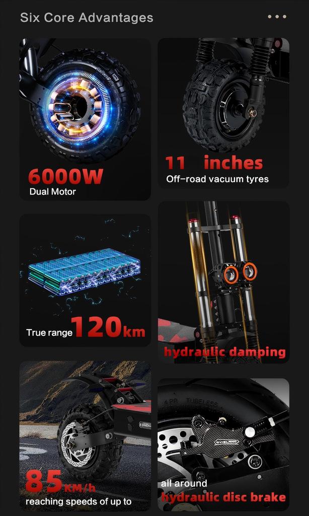 Elektroroller BOYUEDA S3-11 2*3000W Doppelmotor 60V38Ah Batterie Höchstgeschwindigkeit 85km/h Maximale Reichweite 120km