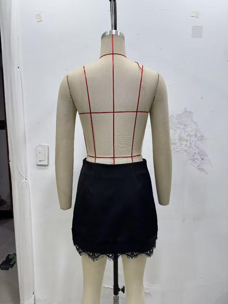 European & American Style Women's Skort with Lace Hem - Versatile Fashion for a Chic Look