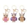 Süßer Eulen Strass Schlüsselanhänger für Damen Mädchen Kunstkristall Tier Schlüsselring Anhänger für Geldbörsen Handtasche Rucksack