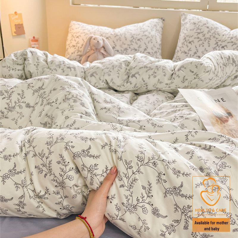 2025 New Style Summer Bedding Set: Double Layer Gauze Bed Sheet & Duvet Cover, Dormitory Four-Piece Set