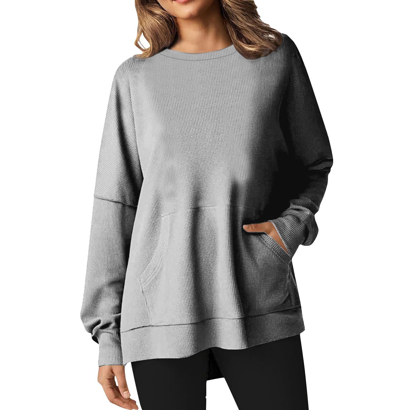 

Осенне-зимний женский свободный свитер с длинным рукавом и круглым вырезом L