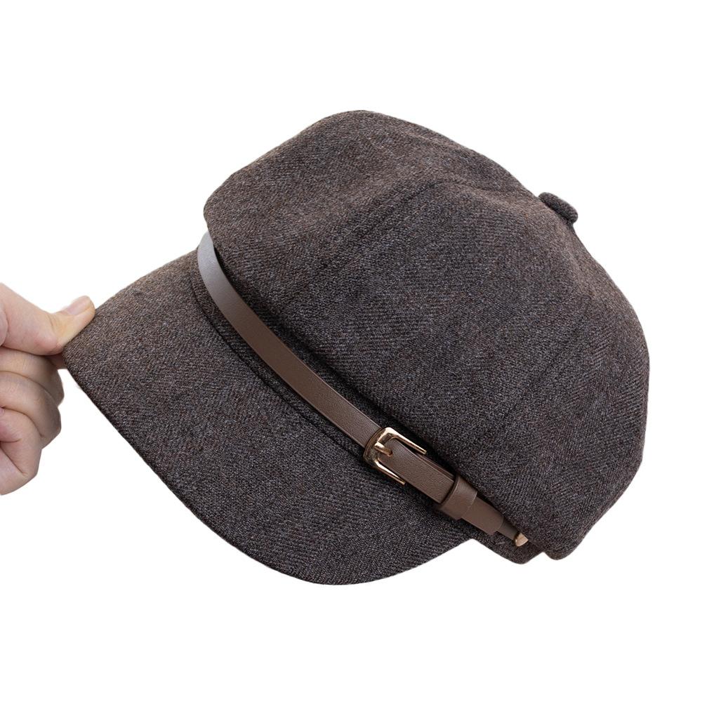 British retro temperament belt buckle octagonal hat children's fashion versatile face newsboy hat beret trend