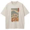 100% Cotton Tee Shirt Funny Japanese Style Cartoon Cat TShirts Retro Men/women TShirt Vintage Oversize Mineral Wash Tops