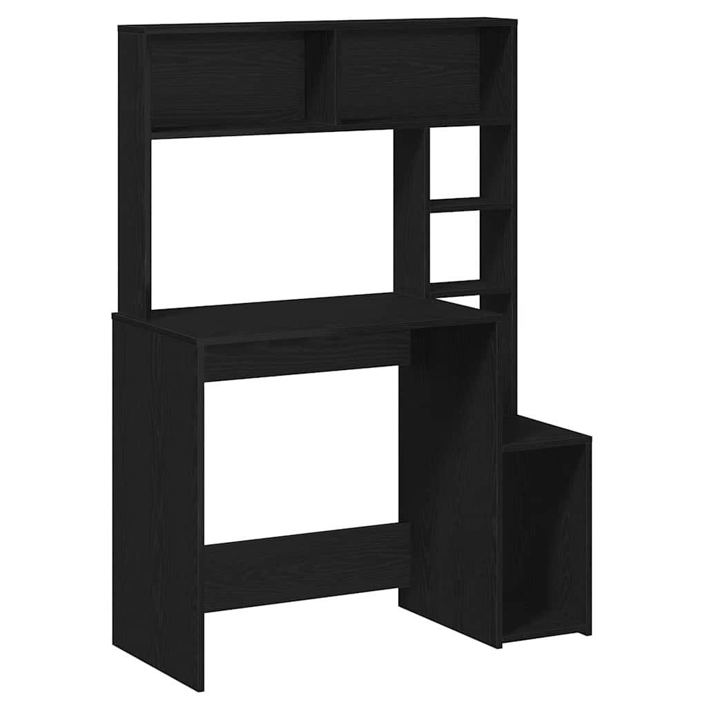 Vidaxl Biurko Z Półkami, Czarne 100X45X140 Cm, Materiał Drewnopochodny