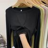 Long sleeve T-shirt women spring and autumn new loose everything with solid color crew-neck base shirt with elastic thin shirt