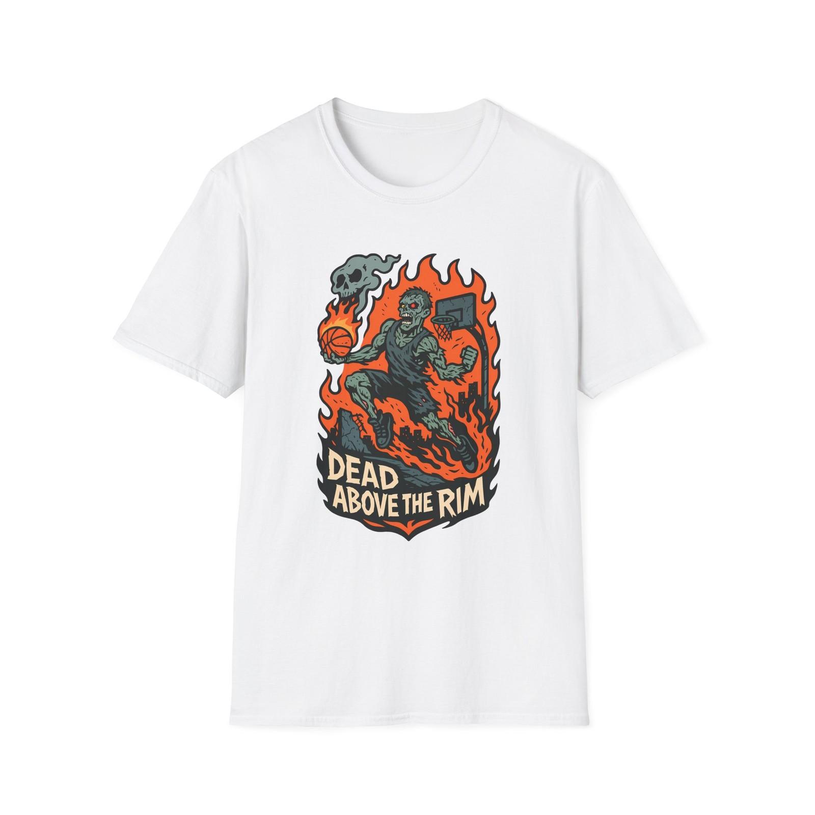 Unisex Softstyle T-Shirt Zombie Basketball Horror Skull Flames S