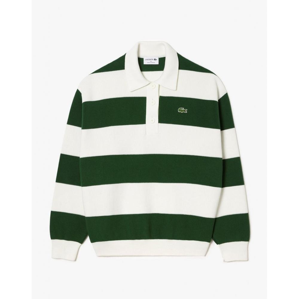

LacoSte Women S Striped L S poLo Sweater Af6927 54g X0n 034