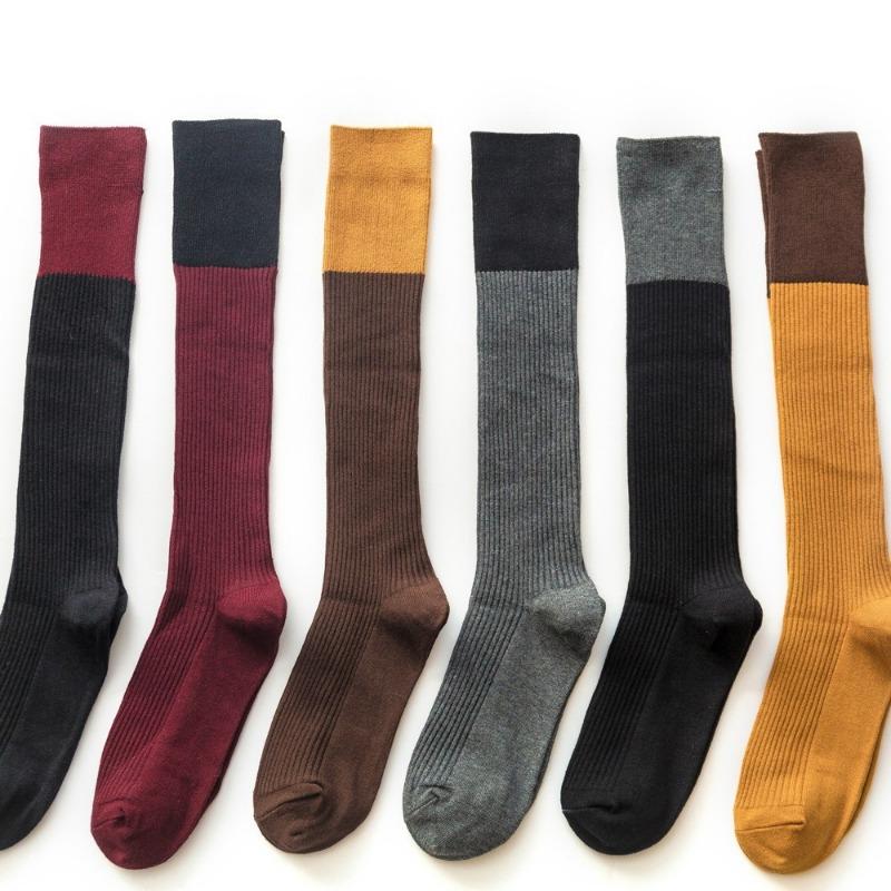 Vertical Knee-high Socks, Long Calf Socks, Solid Color Pile Socks, High Socks, Breathable