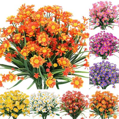 8 Buntar Konstgjorda Prästkrage Mums Blommor Utomhus Höstblommor För Dekoration Ingen Färgblekning Blomsterträdgård Veranda Fönsterlåda
