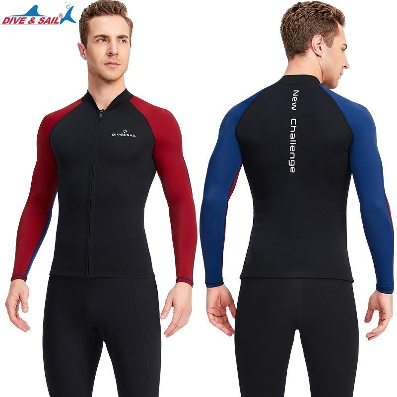 1.5MM Diving Suit Men's Split Top Long-sleeved Thermal Women's Snorkeling Surfing Sunscreen Swimsuit